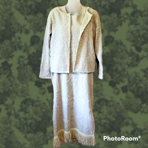 Vintage Dresses & Skirts - Vintage boho embroidered dress cardigan set